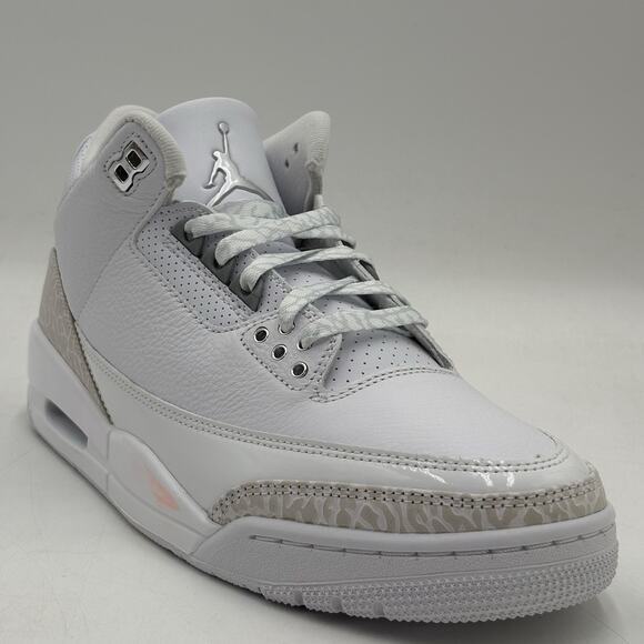 Nike Air Jordan 3 Retro White Metallic Silver Sneakers CT8532 111 Men Size 8.5 main image 4